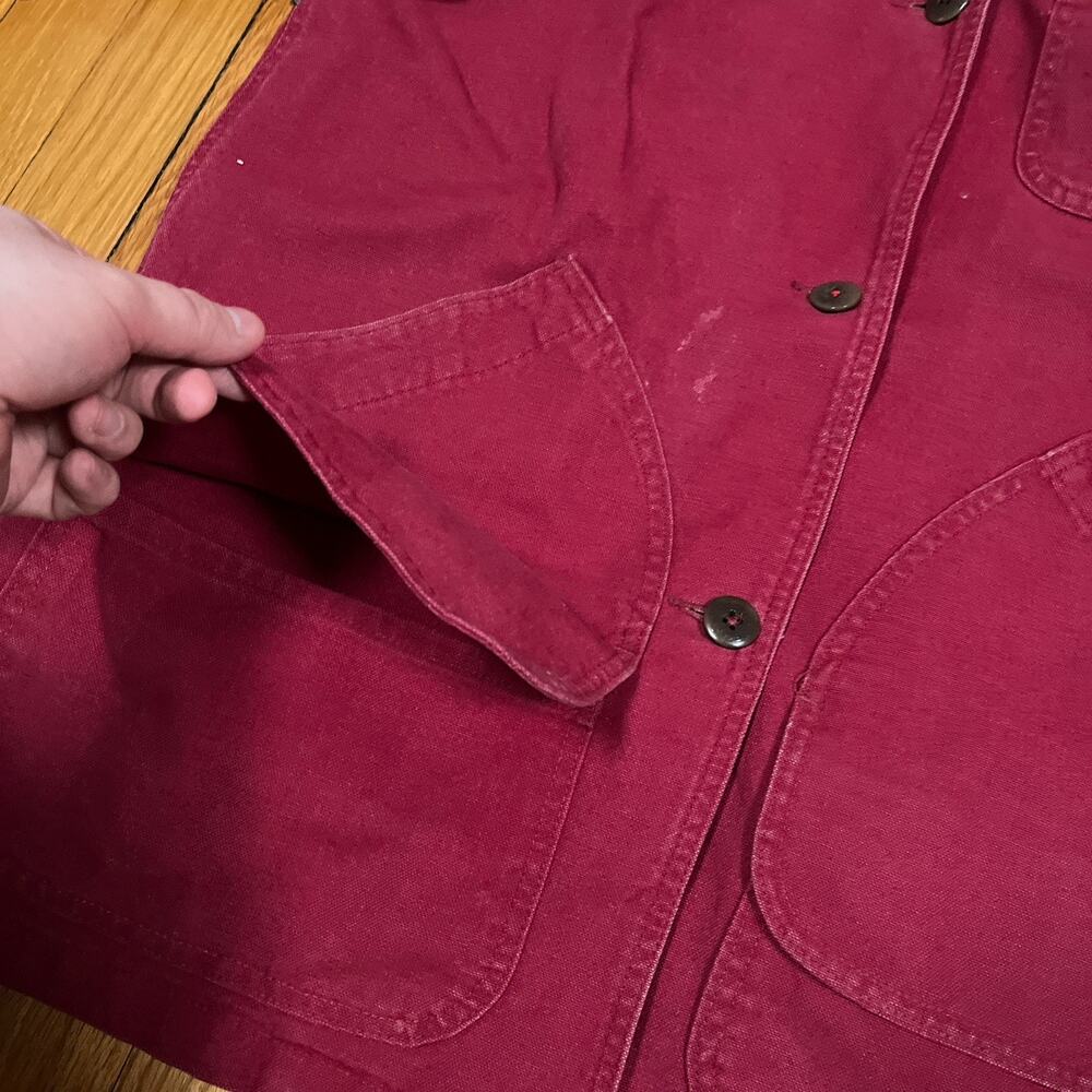 Womens Vintage LL Bean Chore Barn Coat T540 Red Made in USA Removable Wool Liner - Picture 13 of 15